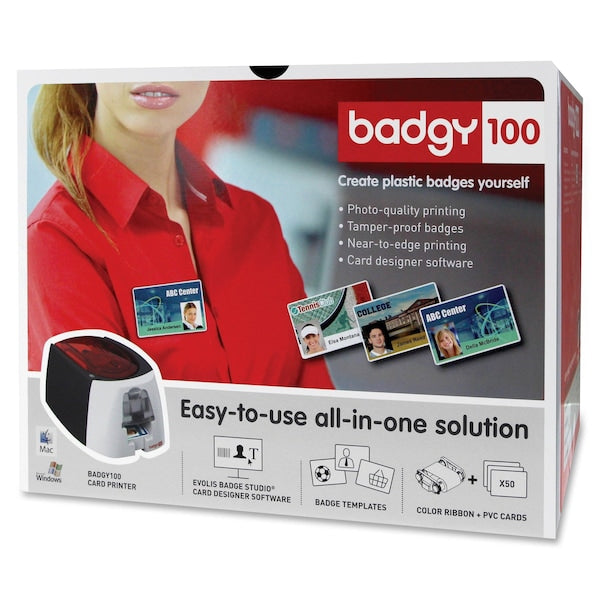 ID Card Printer, 30 mil, 5-25/32 in. H