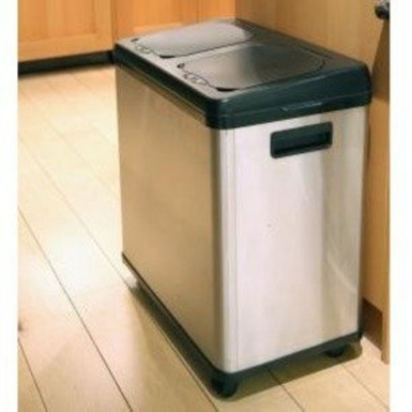 Recycling Bin, Satin Black/Satin Alum, Stainless Steel