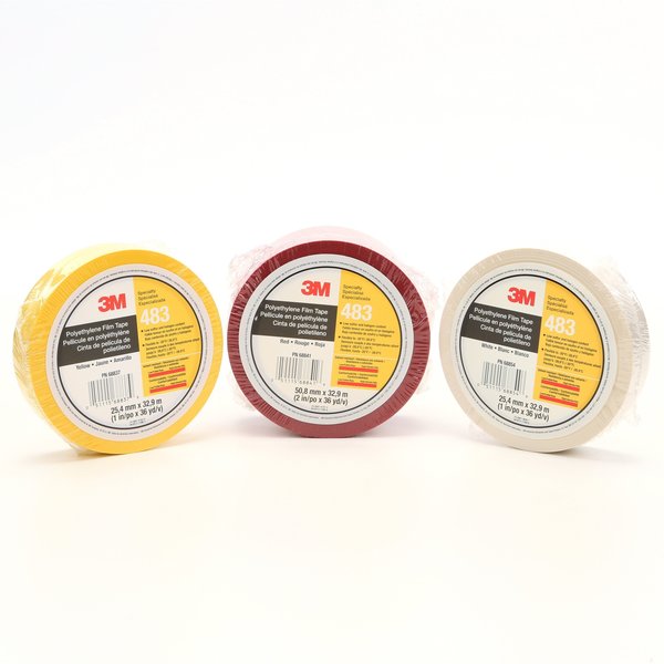 Film Tape, Polyethylene, Yellow, 2In x 36Yd