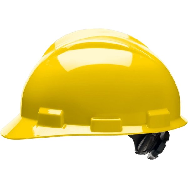 Front Brim Hard Hat, Type 1, Class E, Ratchet (4-Point), Yellow