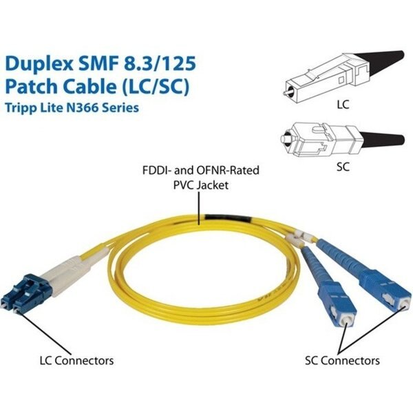 Fiber Optic Cable, Dplx, SMF, 8.3, LC/SC, 10m