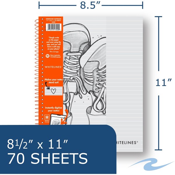 Case of Whitelines Spiral Wirebound Lined Notebooks, 1 Subject, Gray Paper, 11