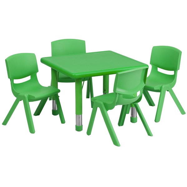 Square Activity Table, 24 X 24 X 23.75, Plastic, Steel Top, Green