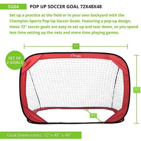 Pop Up Soccer Goal, 72x48x48