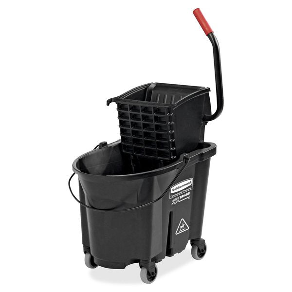 8 3/4 gal WaveBrake Side Press Mop Bucket and Wringer, Black, Polypropylene
