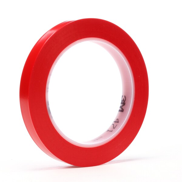 Film Tape, Vinyl, Red, 1/2 In x 36 Yd, PK72
