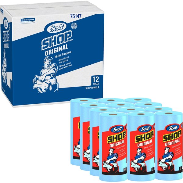Shop Paper Towel Roll, 11 in x 10.4 in Sheet, 55 Sheets/Roll, Multi-Purpose, Blue, 12 Pack