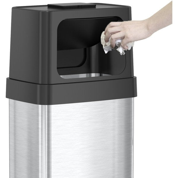 18 gal Rectangular Trash Can, Silver, Stainless Steel
