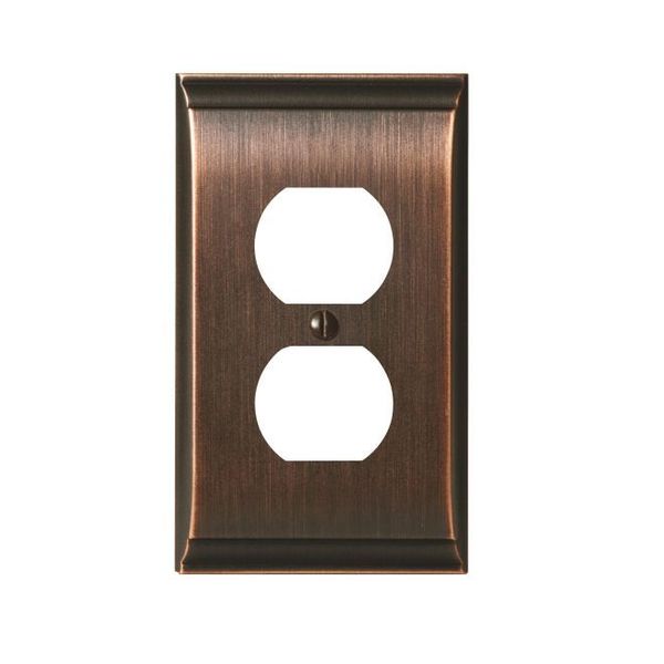 1 Receptacle Wall Plates, Number of Gangs: 1 Zinc, Oil Rubbed Bronze Finish