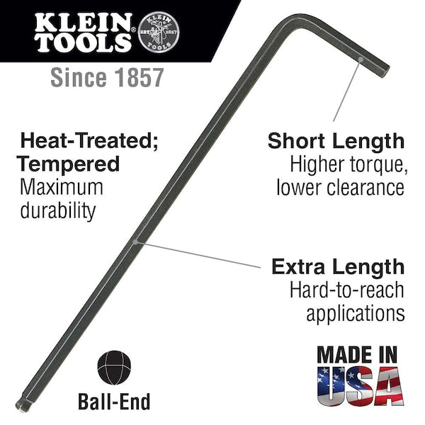 Metric L-Shape Ball Hex Key, 3 mm Tip Size