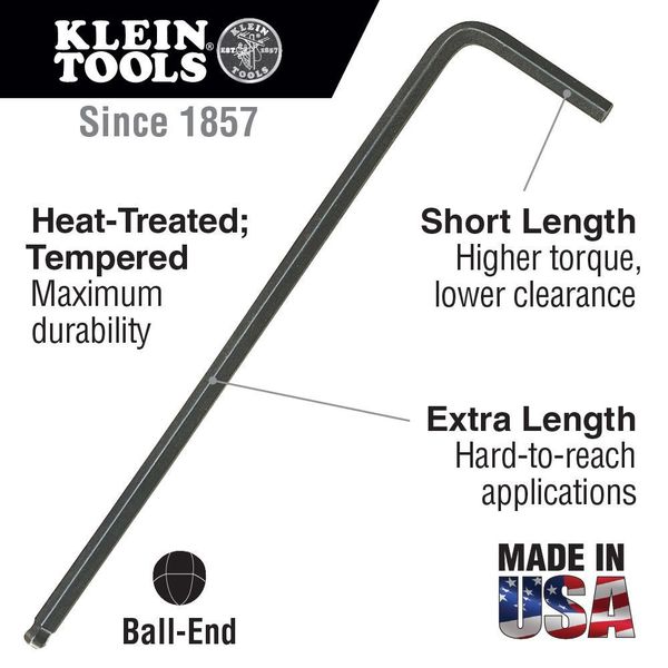 Metric L-Shape Ball Hex Key, 5 mm Tip Size
