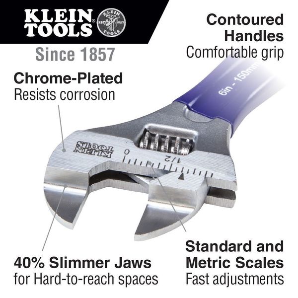 Slim-Jaw Adjustable Wrench, 4-Inch