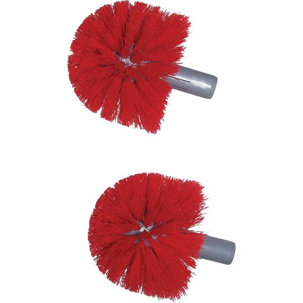5 in W Toilet Brush with Caddy, 24 in L Handle, 2 in L Brush, Red, Plastic, 26 in L Overall