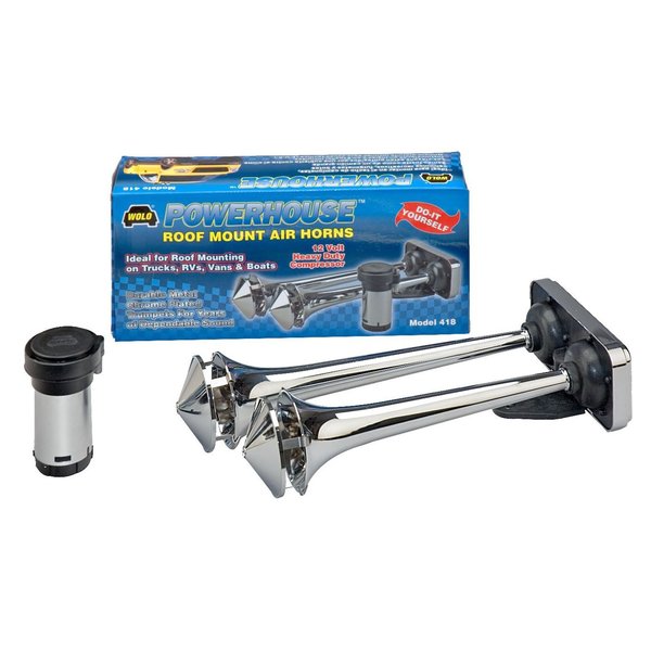 Dual Trumpet Horn, Air, Chrome, Roof Mount