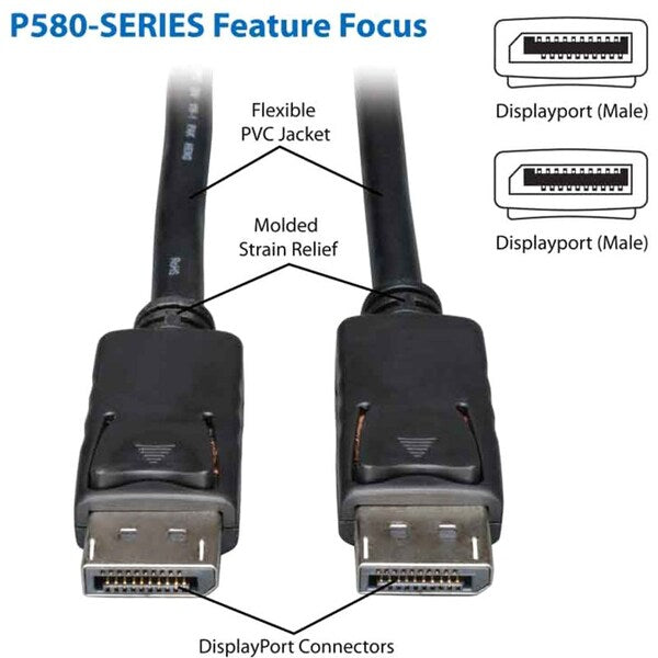 DisplayPort Cable, Latches, M/M, 20ft