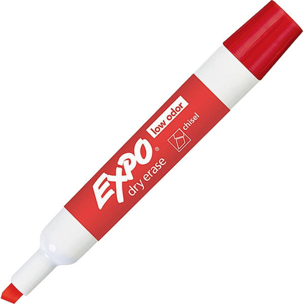 Dry Erase Marker, Chisel Tip, Red PK12 Low Odor