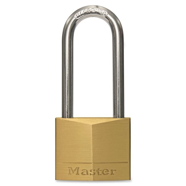 Padlock, Keyed Different, Long Shackle, Rectangular Brass Body, Steel Shackle, 13/16 in W