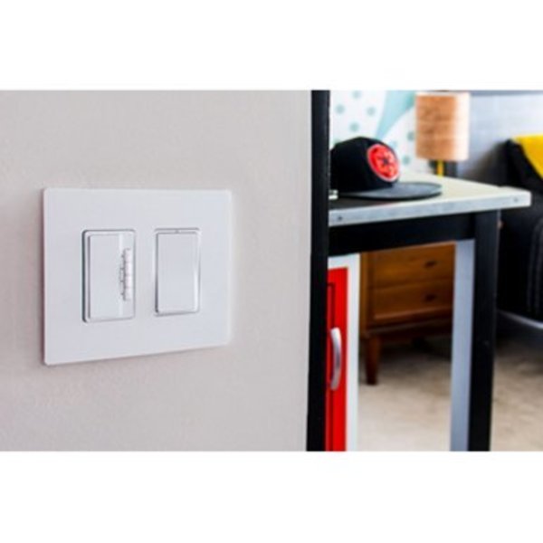 Rocker Wall Plate, Number of Gangs: 2 Plastic, Smooth Finish, White