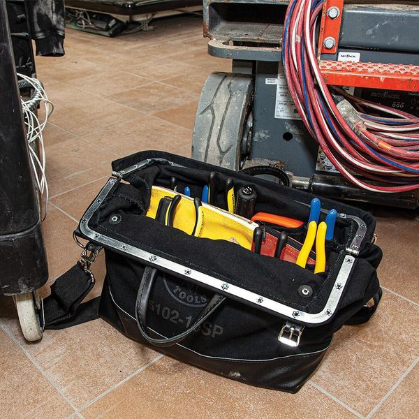 Deluxe Tool Bag, Black Canvas, 13 Pockets, 16-Inch