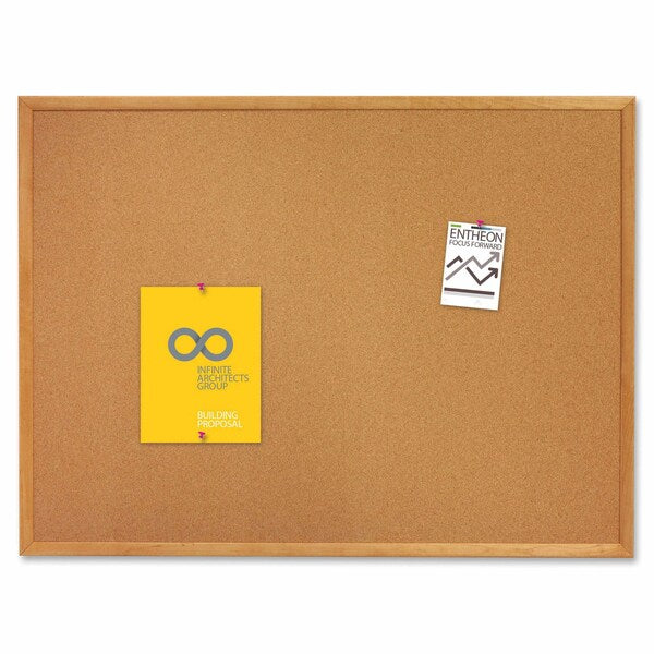 Cork Bulletin Board 4ft.x3ft., Oak Finish Frame