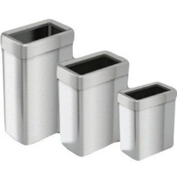 18 gal Rectangular Trash Can, Silver, Stainless Steel