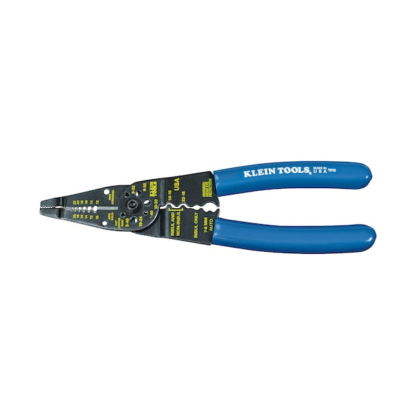Long Nose Wire Stripper/Crimper/Cutter/Looper, Overall Length 8 1/4 in, Capacity 22 to 10 AWG, Blue