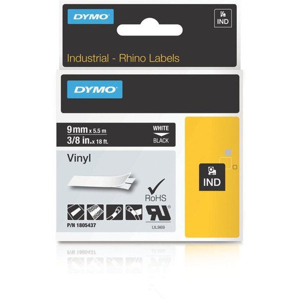 Rhinoâ¢ Label Cartridge, White/Black, 18 ft. L