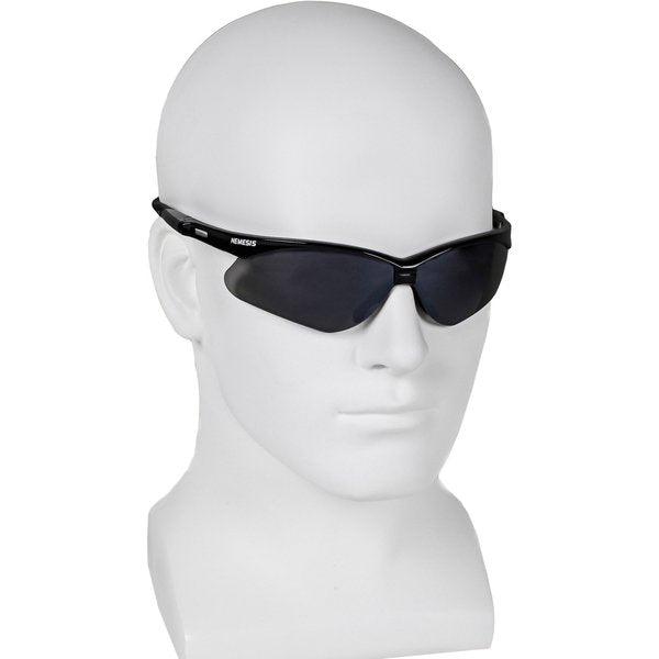 V30 Nemesis Safety Glasses, Mirror Coating, Scratch-Resistant, Black Half Frame, Smoke Lens