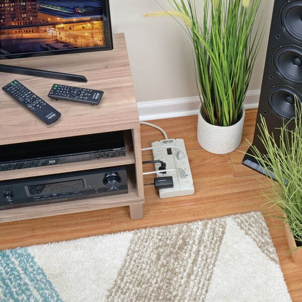 Surge Protector Strip, 8 Outlet, Gray