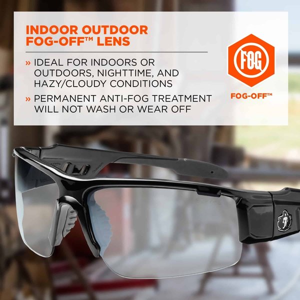 Safety Glasses, Wraparound I/O Polycarbonate Lens, Anti-Fog
