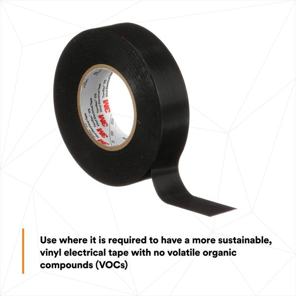 Elec Tape, 60 ft Lx3/4 in W, 7 mil, Black