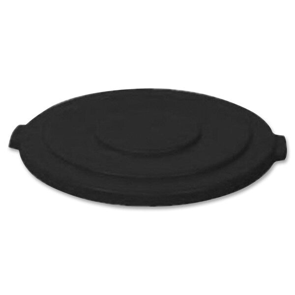 55 gal Flat Trash Can Lid, 26 3/4 in W/Dia, Black, Resin, 0 Openings
