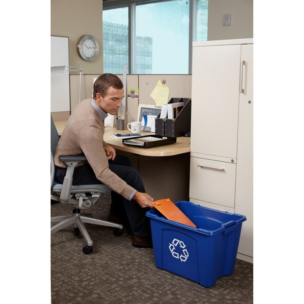 14 gal Rectangular Recycling Bin, Open Top, Satin Black/Satin Black, 1 Openings