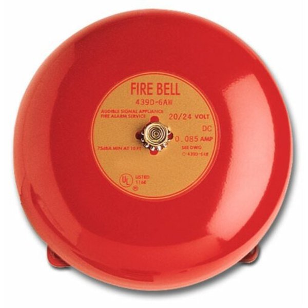 Fire Bell, Red, H 3 11/32 x L 6 x W 6 In
