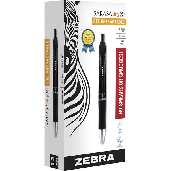 Sarasa Dry X1 Gel Retractable RDI 0.7mm Black Dozen