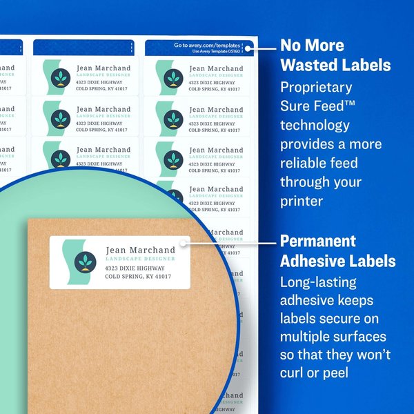AveryÂ® Easy PeelÂ® Address Labels, Permanent Adhesive, 1