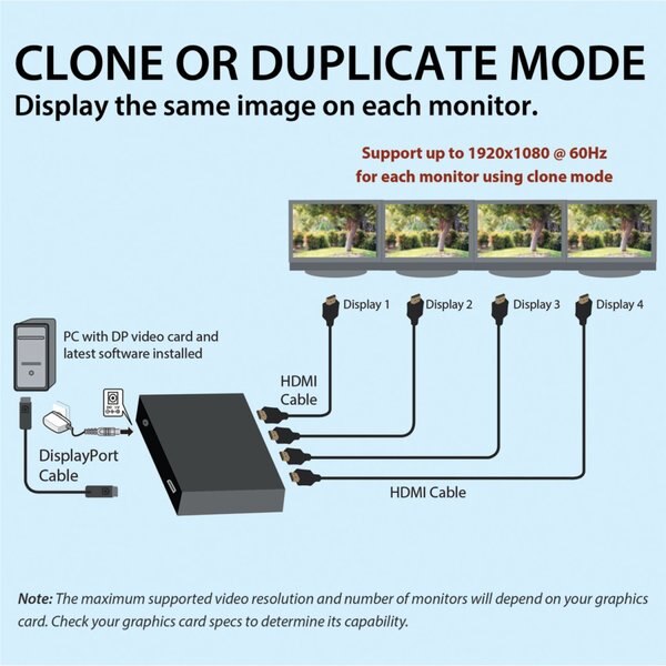 DisplayPort 1.2 Hub, MST, 4-Port, 3840x2160
