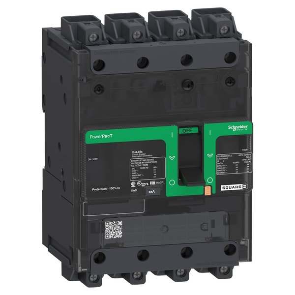 PowerPact B Circuit Breaker, 100A, 4P, 6, 100 A, 525V AC, 4 Pole, BD 100 Series