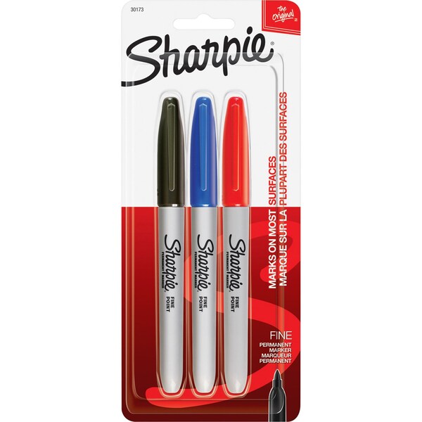 Permanent Marker, Black, Blue, Red, PK3