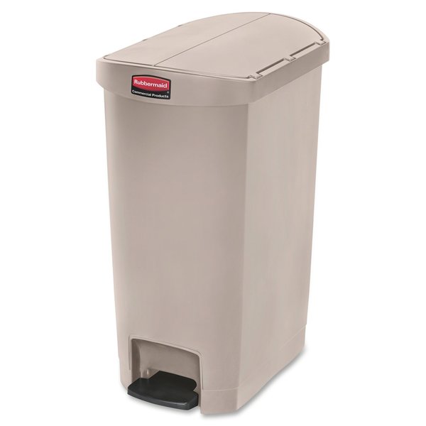13 gal Rectangular Trash Can, Beige, 13 1/2 in Dia, Step-On, Plastic