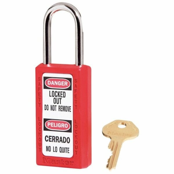 Zenex Thermoplastic Safety Padlock, 3 in H, 1-1/2 in Wide with 1-1/2 in H Shackle, Red