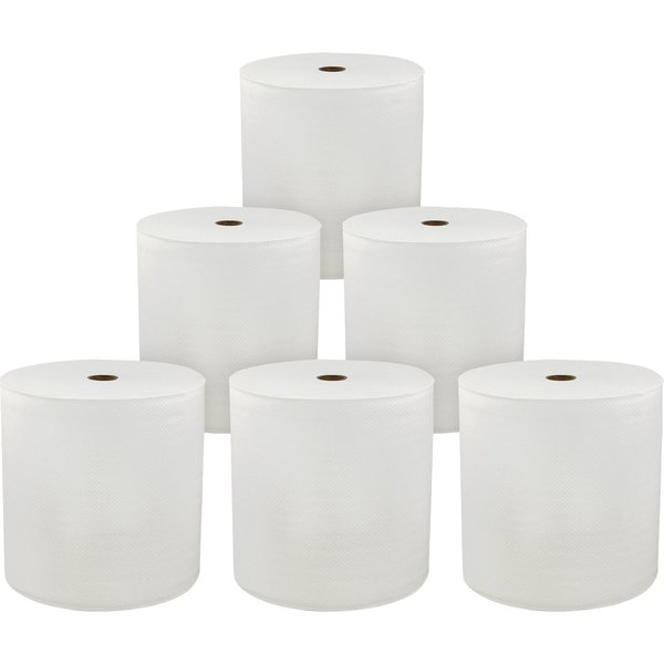 Genuine Joe Hardwound Paper Towels, 1, Continuous Roll, 850 ft, White, 6 PK