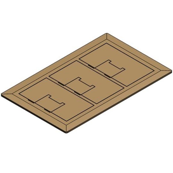 Rectangular Floor Box Cvr 3-Gang Brass