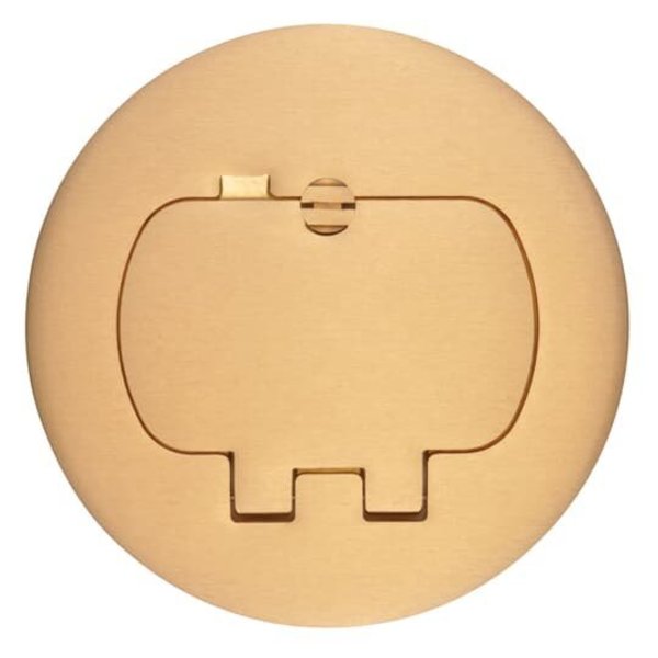 Rnd Flr Box 2-Dr Dual Service Cvr Brass