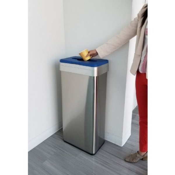 Recycle Bin, Stainless Steel, 21 Gallon /, Silver, Stainless Steel