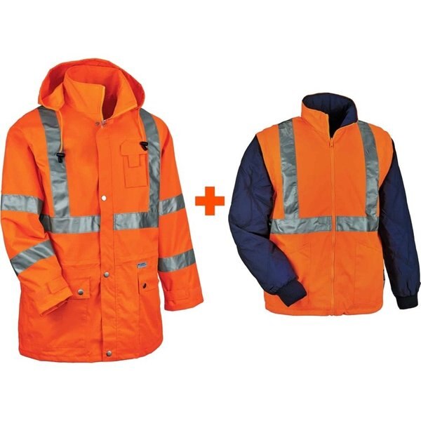 5XL Insulated Hooded Jacket, Orange
