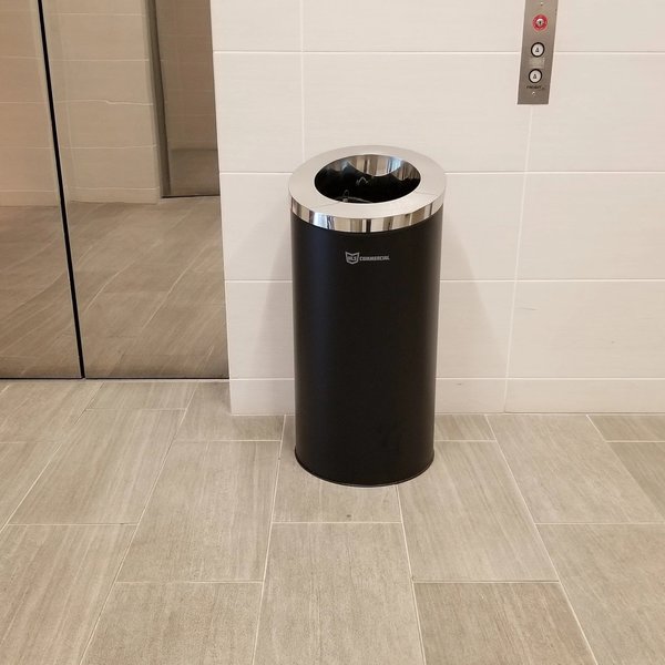 15 gal Round Trash Can, Silver, Stainless Steel