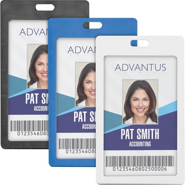 Vertical Rigid ID Badge Holder, Blk, PK6
