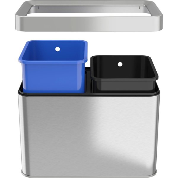 5 gal Rectangular Recycling Bin, Silver, Stainless Steel