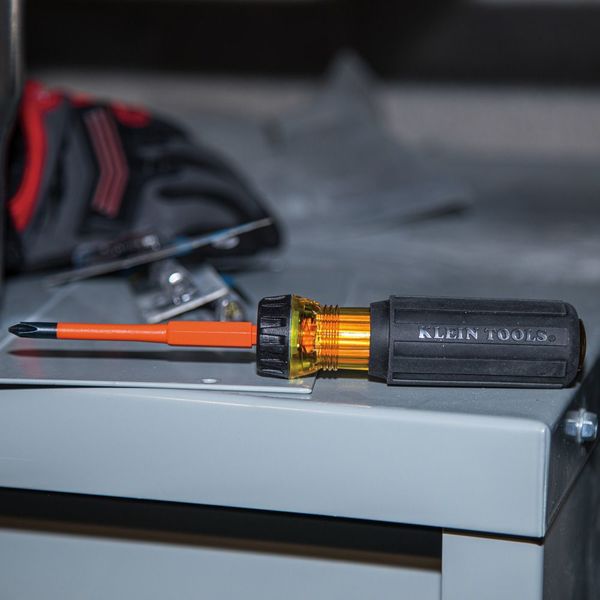 Flip-Blade Insulated Screwdriver, 2-in-1, Square Bit #1 and #2